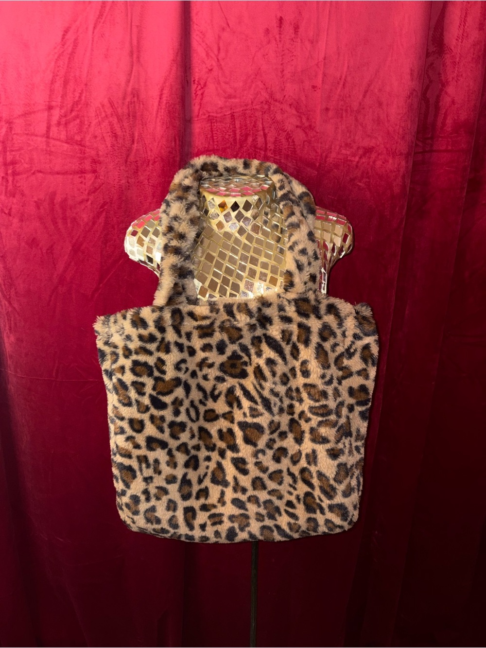 Faux Fur Leopard Print Tote Bag